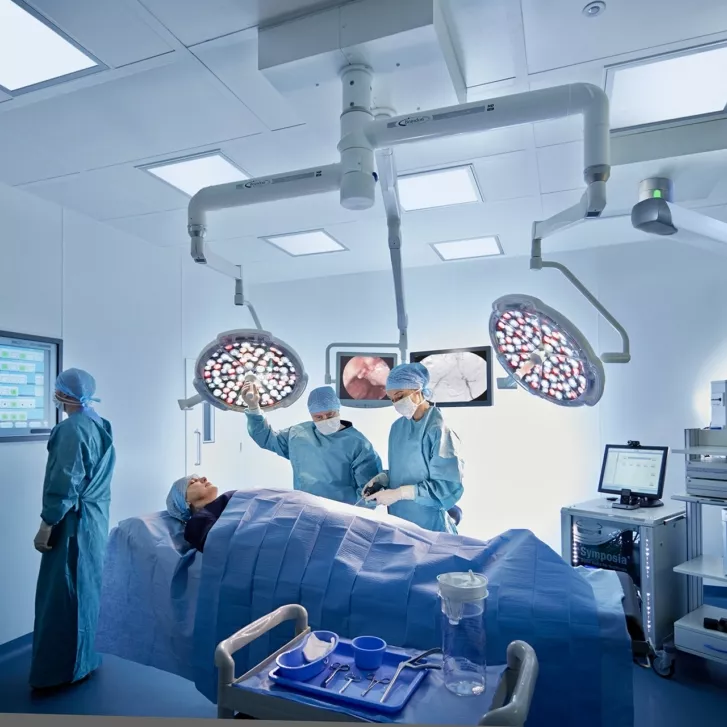 Surgery room with monitors