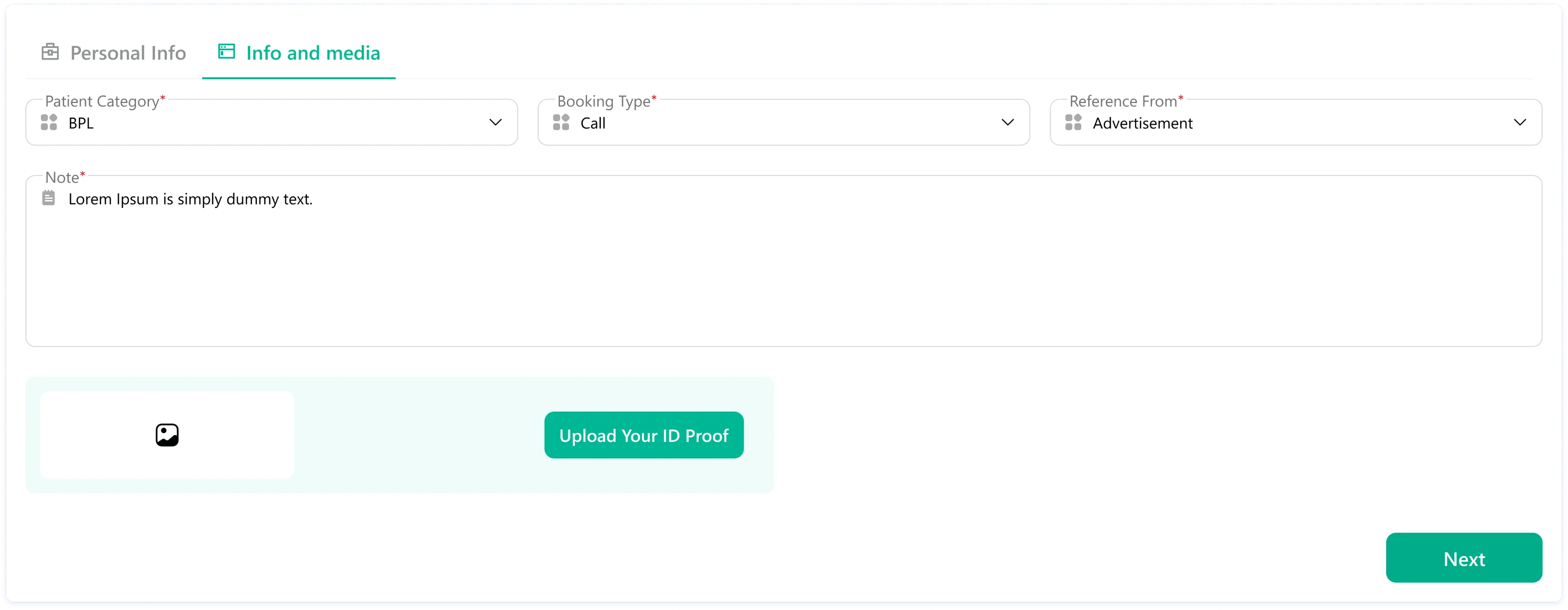 Patient info & media UI